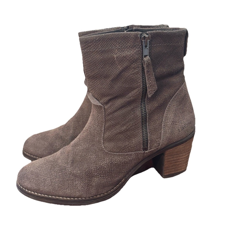 Taos Ankle Boots Brown Suede Zip Block Heel Comfort Casual Womens 11 EU 42